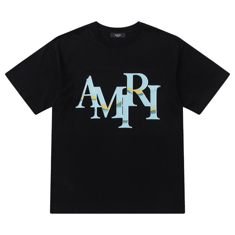 AMlRl Staggered Logo Print Cotton Jersey T-Shirt AMIRI