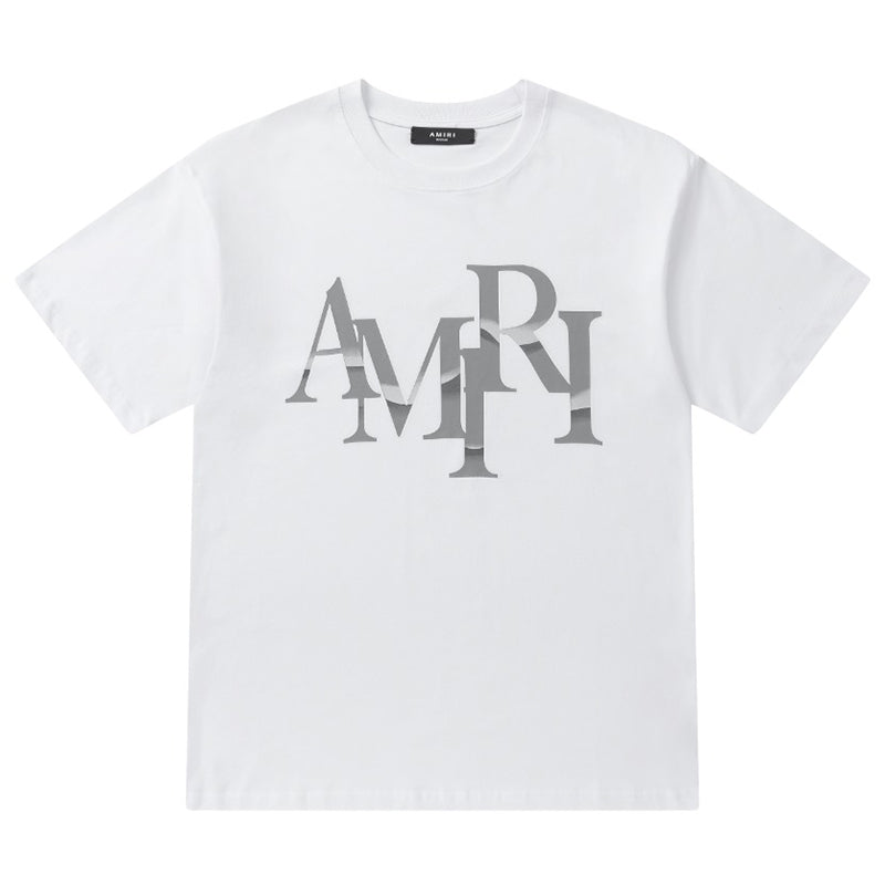 AMlRl Staggered Logo Print Cotton Jersey T-Shirt AMIRI
