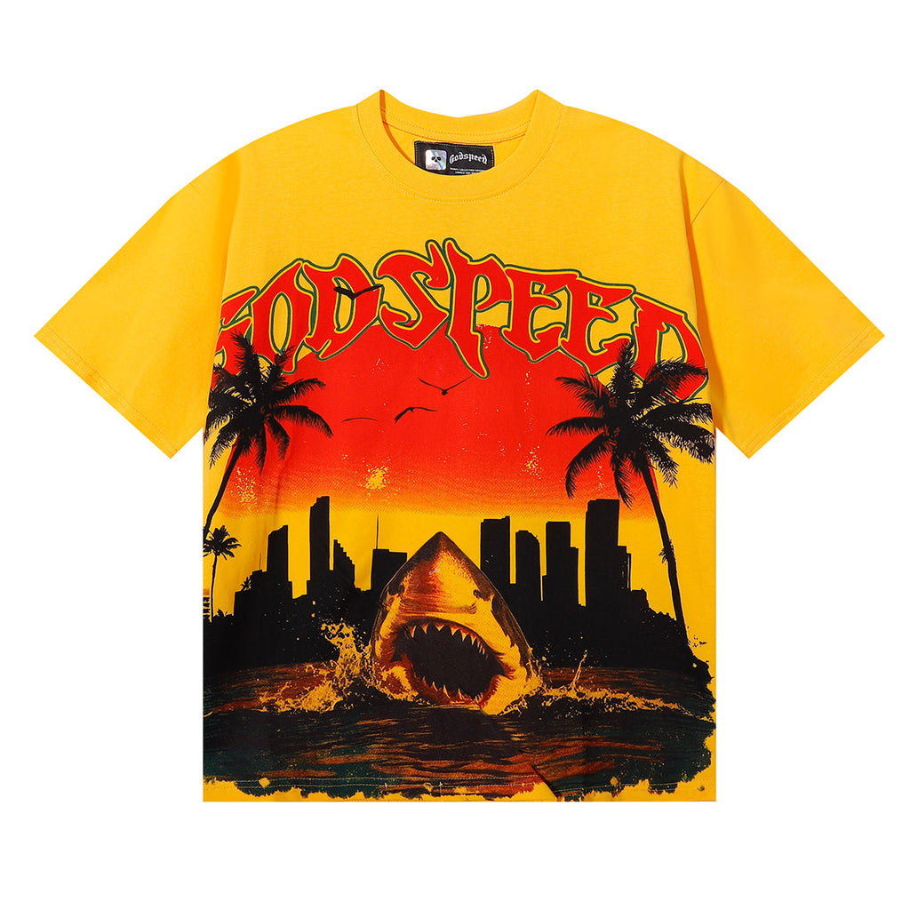 Godspeed City Coconut Tree Shark T-Shirt Godspeed