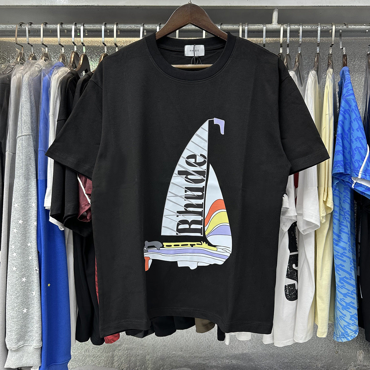 RHUDE Catamaran Champion Cotton T-Shrit RHUDE