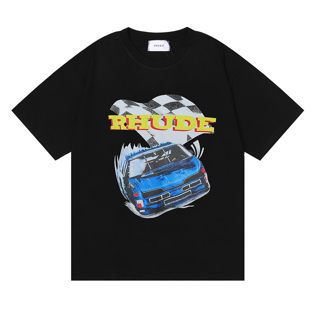 RHUDE micro-logo letter racing print T-shirt RHUDE