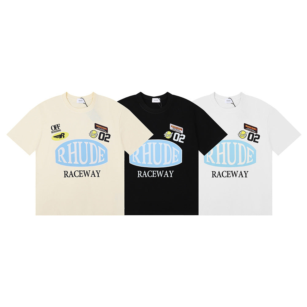 RHUDE Motorsports Track Letter Print T-Shirt RHUDE