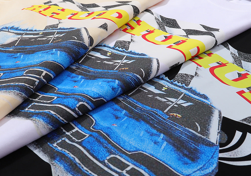 RHUDE micro-logo letter racing print T-shirt RHUDE