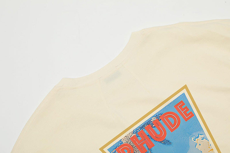 RHUDE Rhude Oil Painting Clock Coconut Tree Print T-Shirts RHUDE